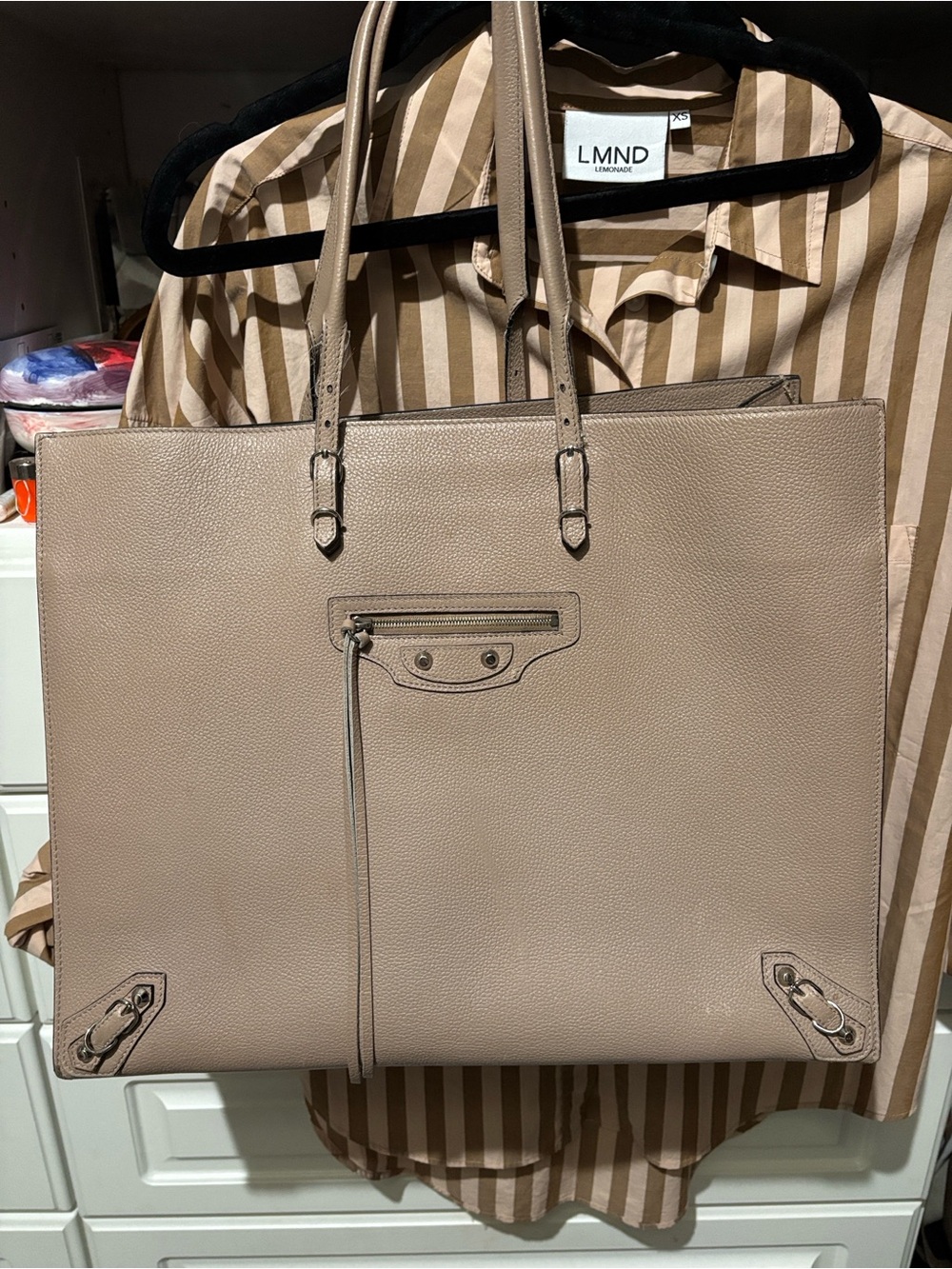 Balenciaga  beige Leather Tote Bag